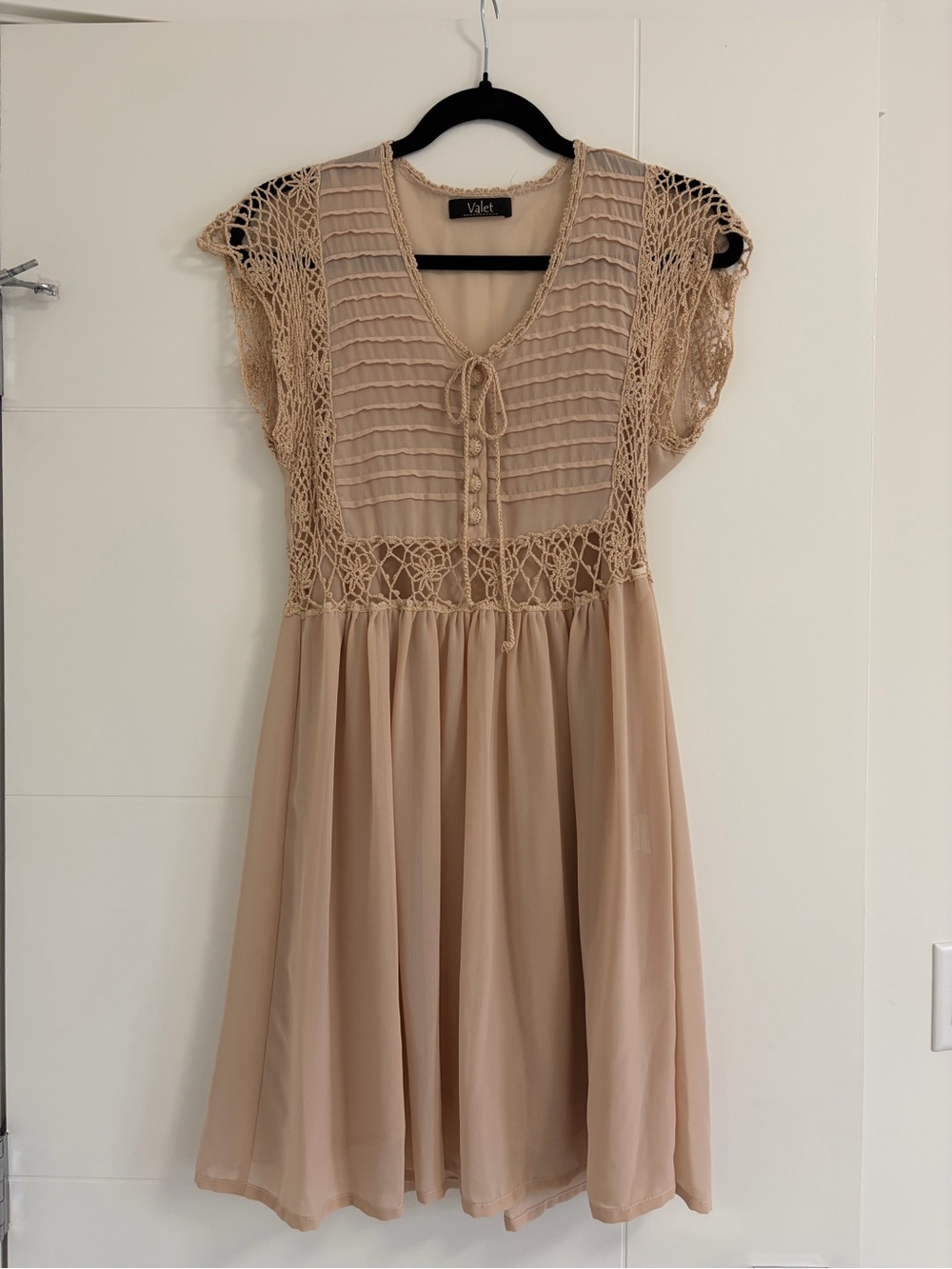 Beige Chiffon Flowy Dress One Size (fits S-M)